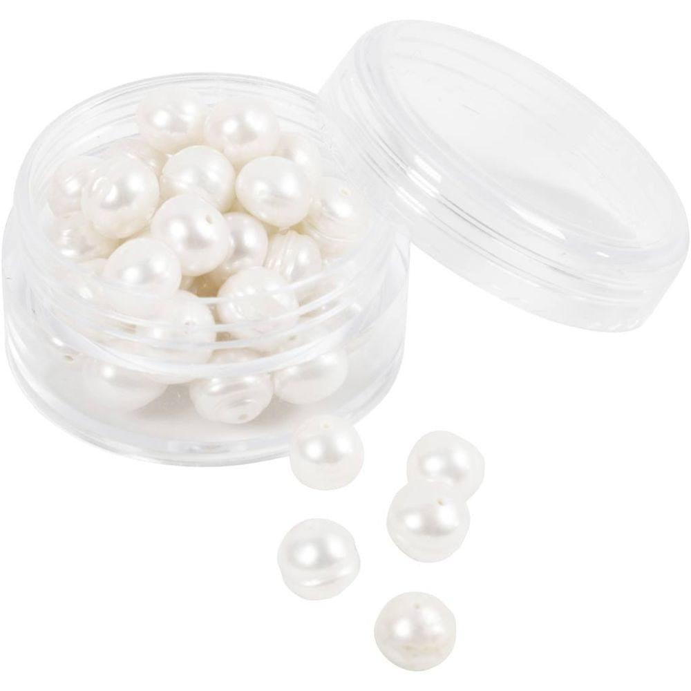 Creativ Company Perlenset, rund – weiss – Ø 4 mm, Loch 1 mm – 40 Stk.