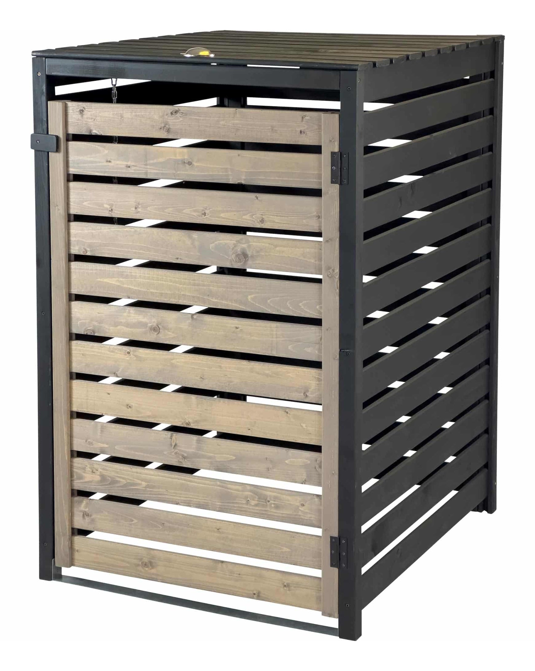 Dobar 240 L Mülltonnenverkleidung – Holz – Schwarz – 770 × 1120 × 870 mm