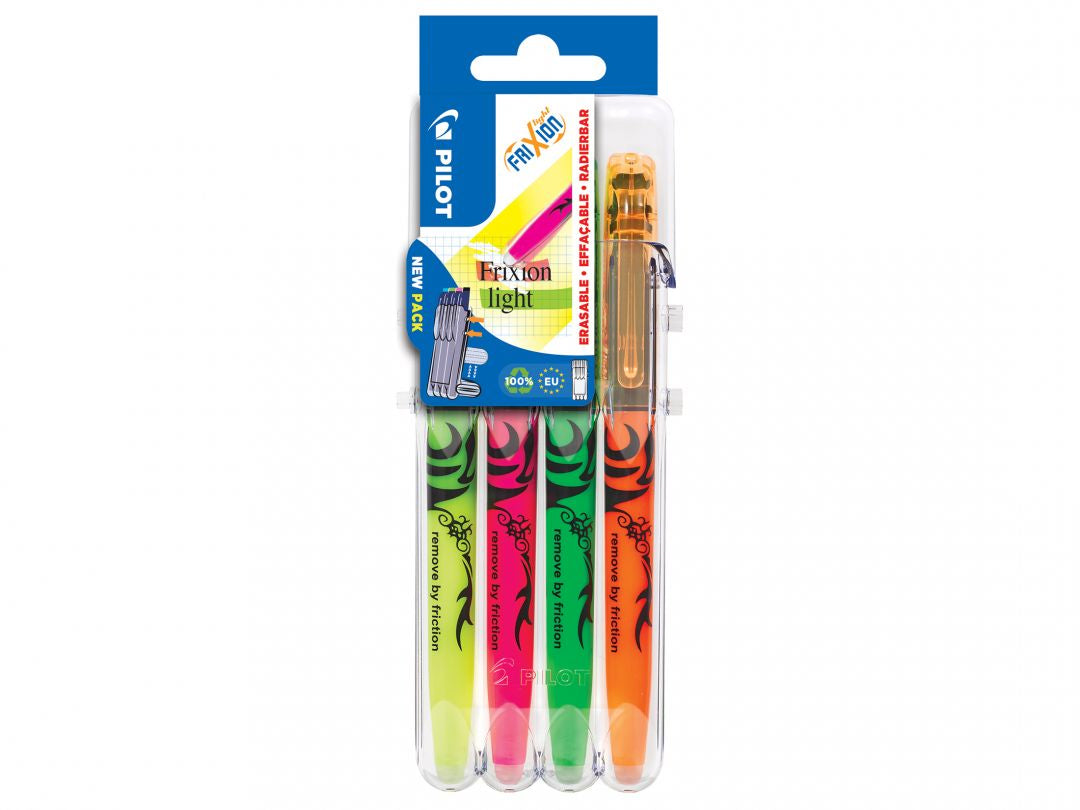Pilot FriXion Light Textmarker Set 4 Farben – Keilspitze, 3,3 mm, radierbar