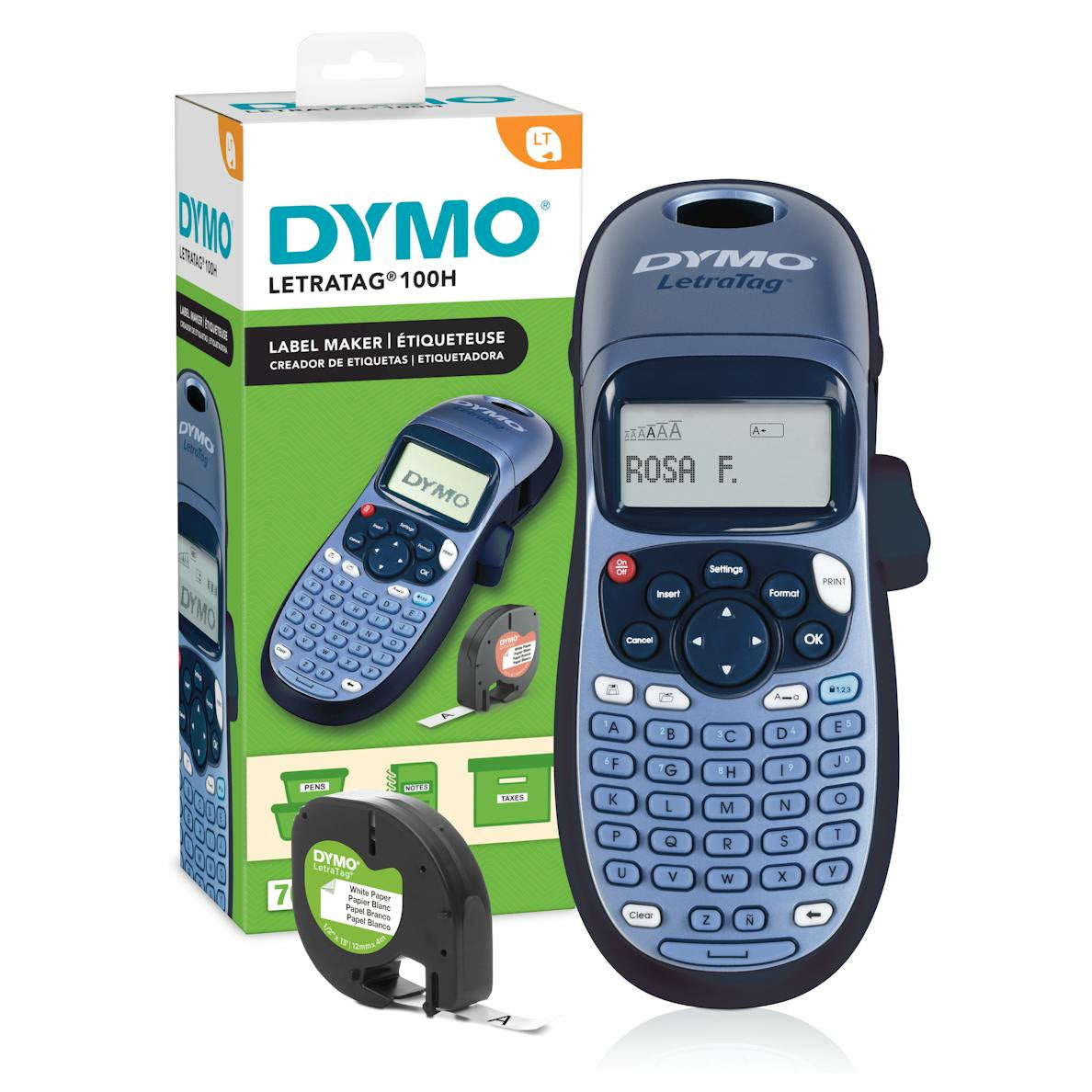 DYMO LetraTag LT-100H – Beschriftungsgerät, für LT-Bänder 12 mm, Druckvorschau, 2-zeiliger Druck