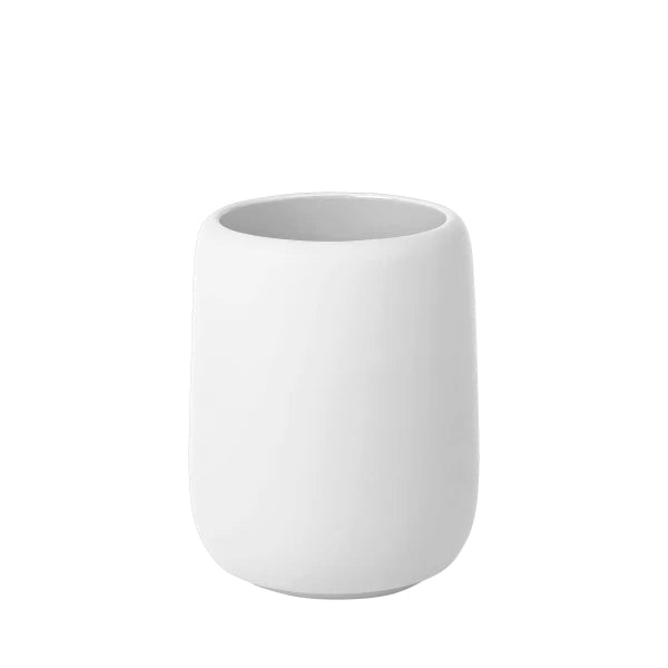 Blomus Zahnputzbecher Sono – 8,6×8,6×10,7 cm, Keramik, Weiss