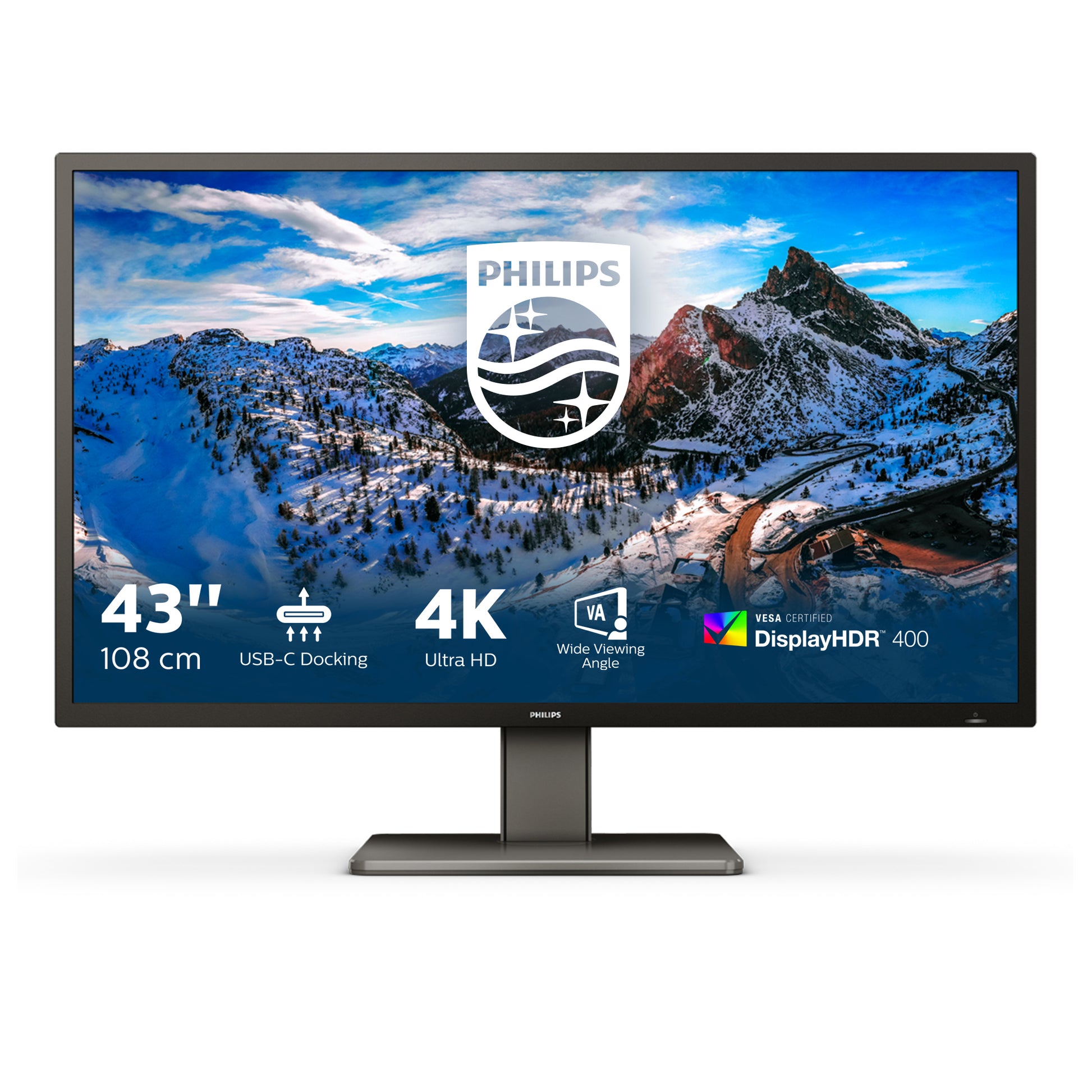 Philips 439P1/00 – 42,5", 3840 × 2160 (4K), VA, USB-C 90 W, KVM, LAN, DisplayHDR 400