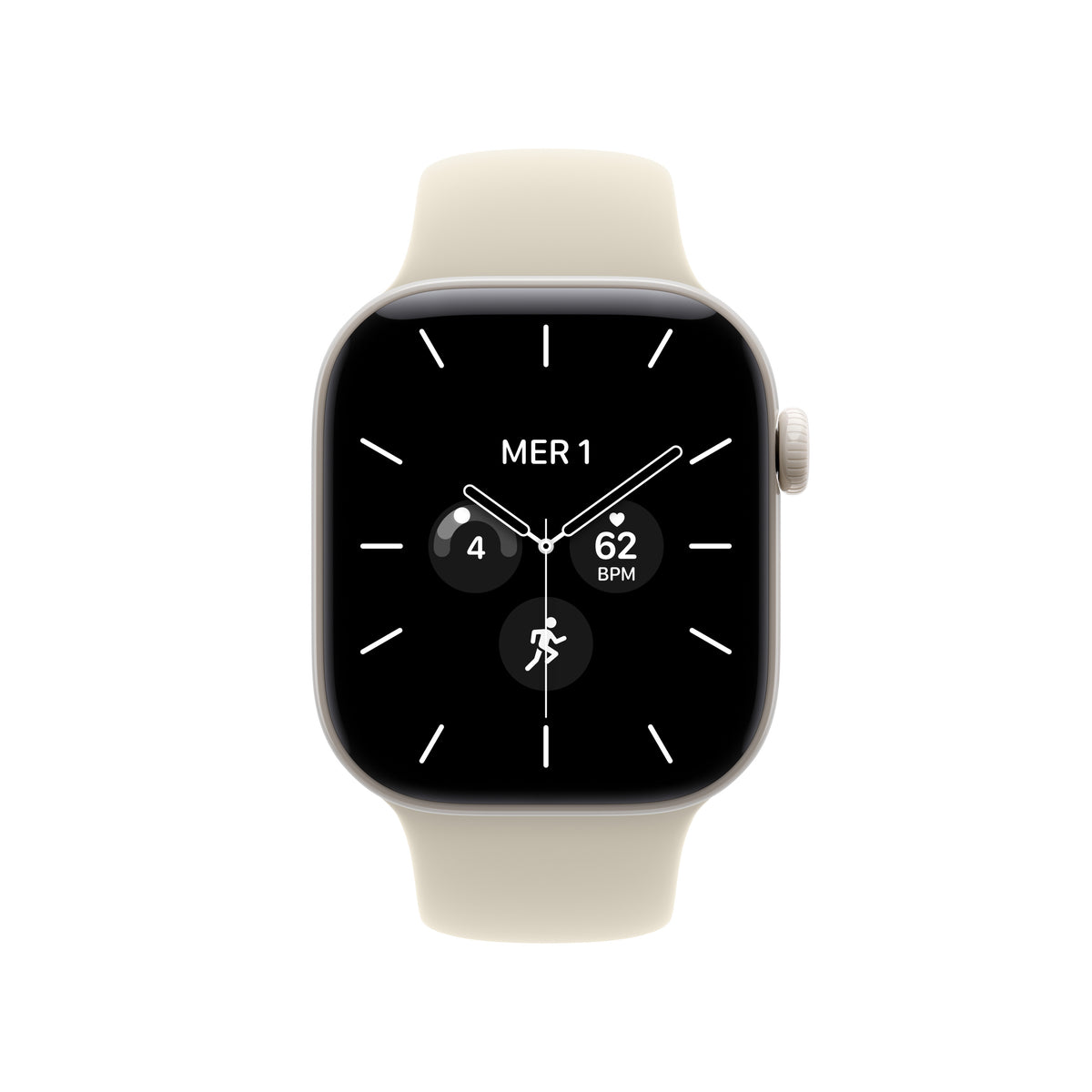 Apple Watch Series 12 42 mm GPS + Cellular – Keramik Weiss, Sportarmband, Sand, M/L, 50 m, für iPhone