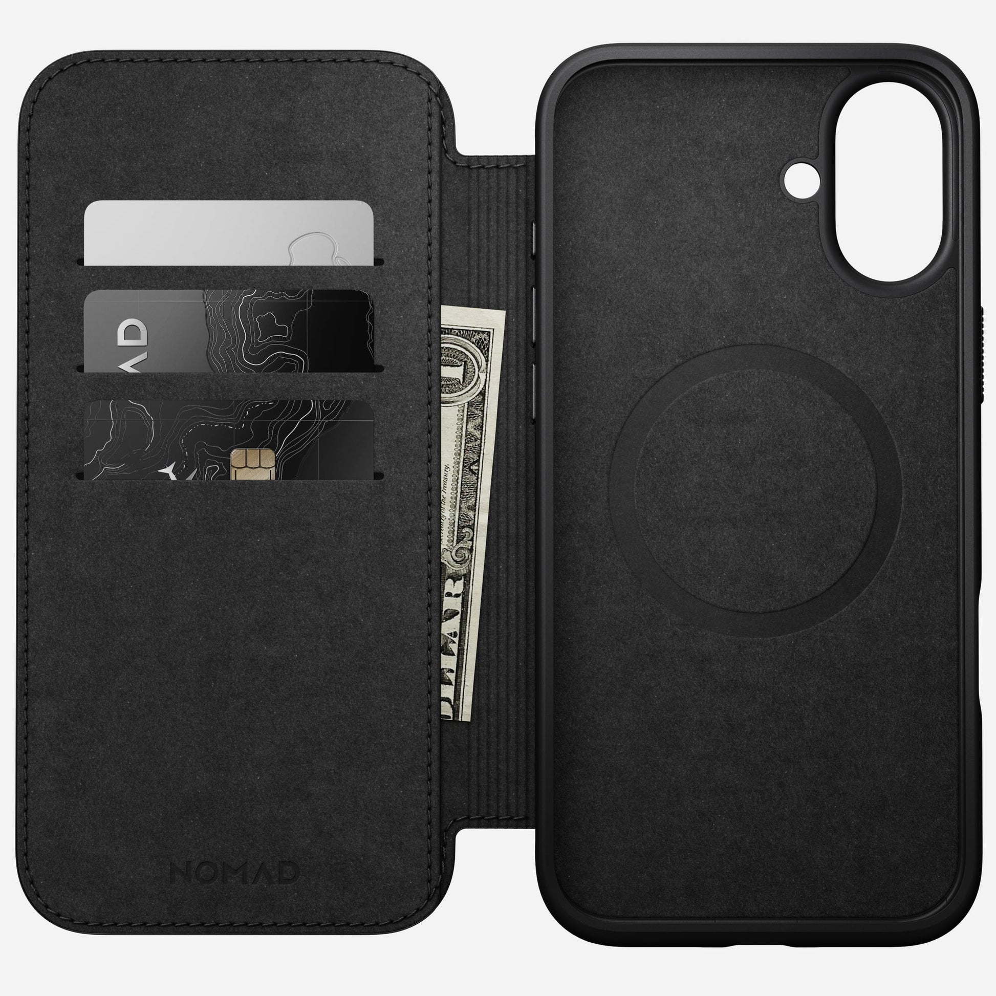 Nomad Booklet-Hülle – für Apple iPhone 16 Plus – Braun – Leder – MagSafe-kompatibel, mit Kartenfach