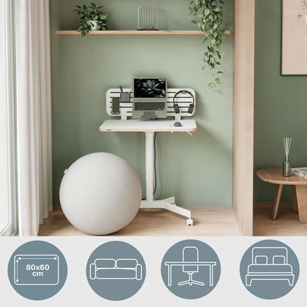 Leitz Ergo Compact – Stehtisch – 60 × 80 × 75 cm – Weiss – Höhenverstellbar