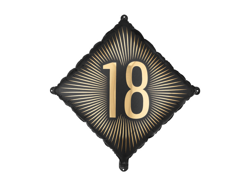 PartyDeco Folienballon Zahl 18 Geburtstag – Gold – 46 × 46 cm – Folie – 1 Stk