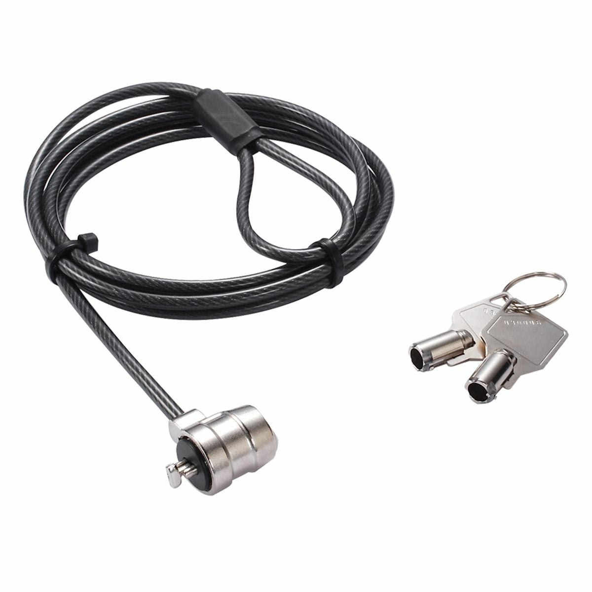 DICOTA D30971 Kabelschloss (T-Lock) für Monitor – 2 m, 2 Schlüssel, 4,4 mm – Schwarz/Silber