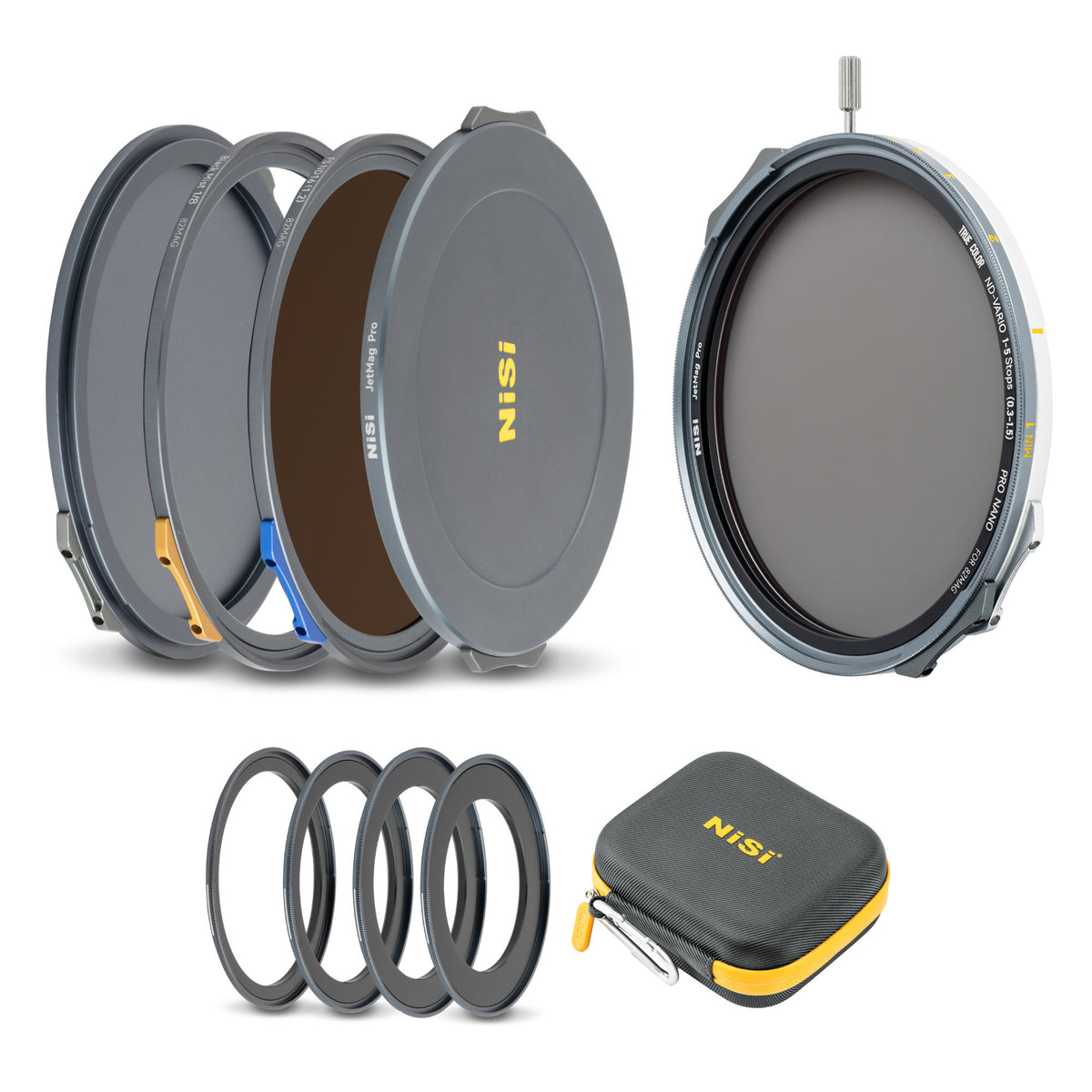 NiSi JetMag Pro Filter-Kit – 82 mm VND (ND4), Mist – für 67/72/77 mm Gewinde und mehr – 10er-Pack