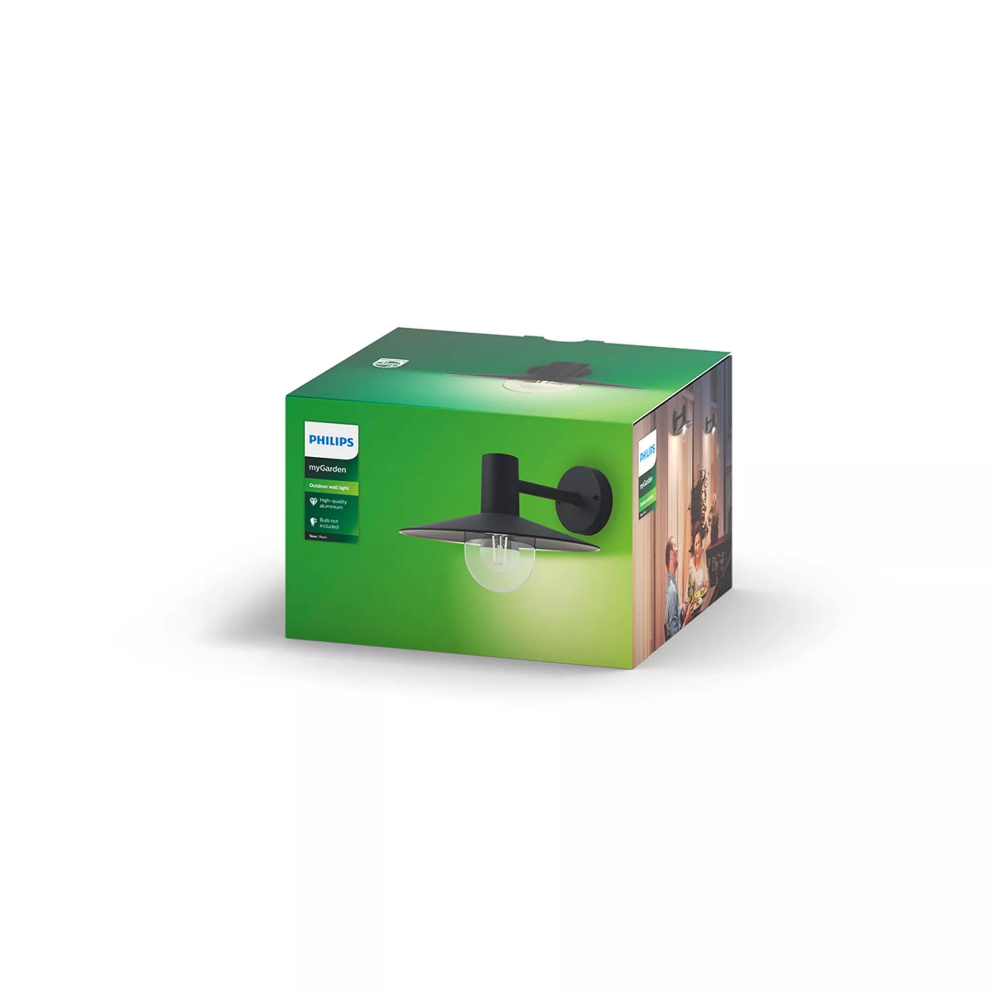Philips by Signify Philips Aussenwandleuchte Skua – 30×21,8 cm, 42 W, IP44, Netzbetrieb, dimmbar, Schwarz, Aluminium