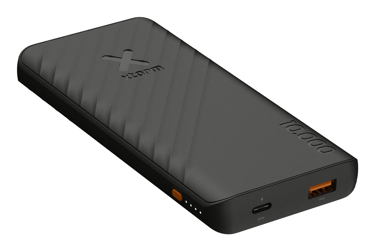 Xtorm Go2 Powerbank 10'000 mAh – 20 W PD, 1× USB-C, 1× USB-A, schwarz, für Samsung, iPhone