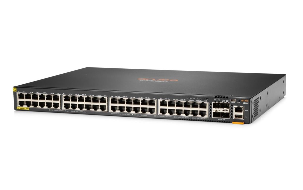 HPE Aruba Networking CX 6200F – Managed L3 Switch – 48× 1G, 4× SFP+, PoE+, PoE Budget 740 W, 1U