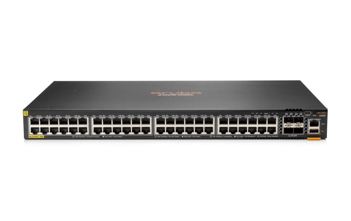 HPE Aruba Networking CX 6200F – Managed L3 Switch – 48× 1G, 4× SFP+, PoE+, PoE Budget 740 W, 1U