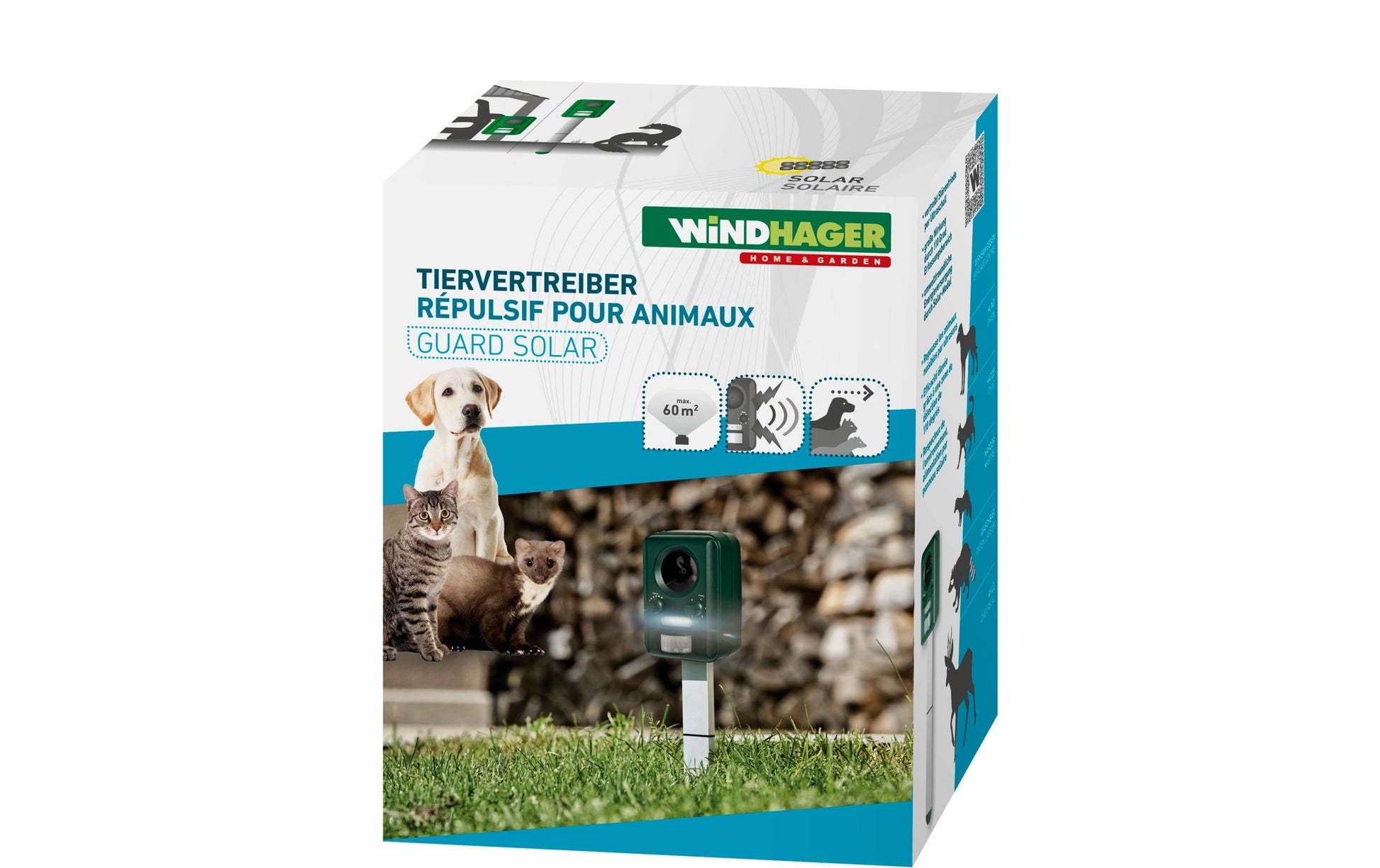 Windhager Tiervertreiber – Grün – Akku/Solar, Wetterfest, Kindersicher – Für Marder