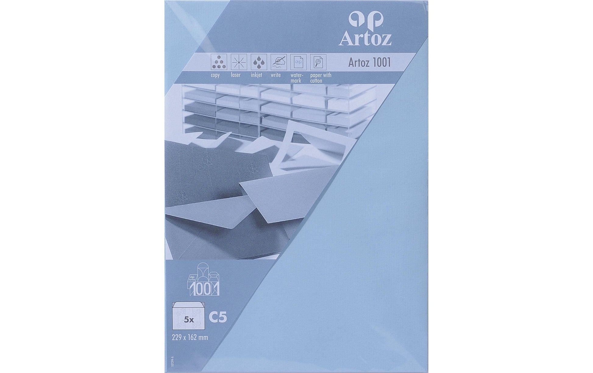 Artoz Couvert C5, ohne Fenster, hellblau, 100 g/m² – 5 Stk.