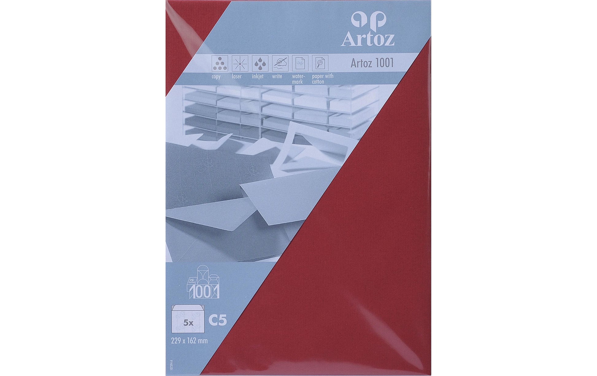 Artoz Couvert C5, ohne Fenster, Bordeaux, 100 g/m² – 5 Stk.