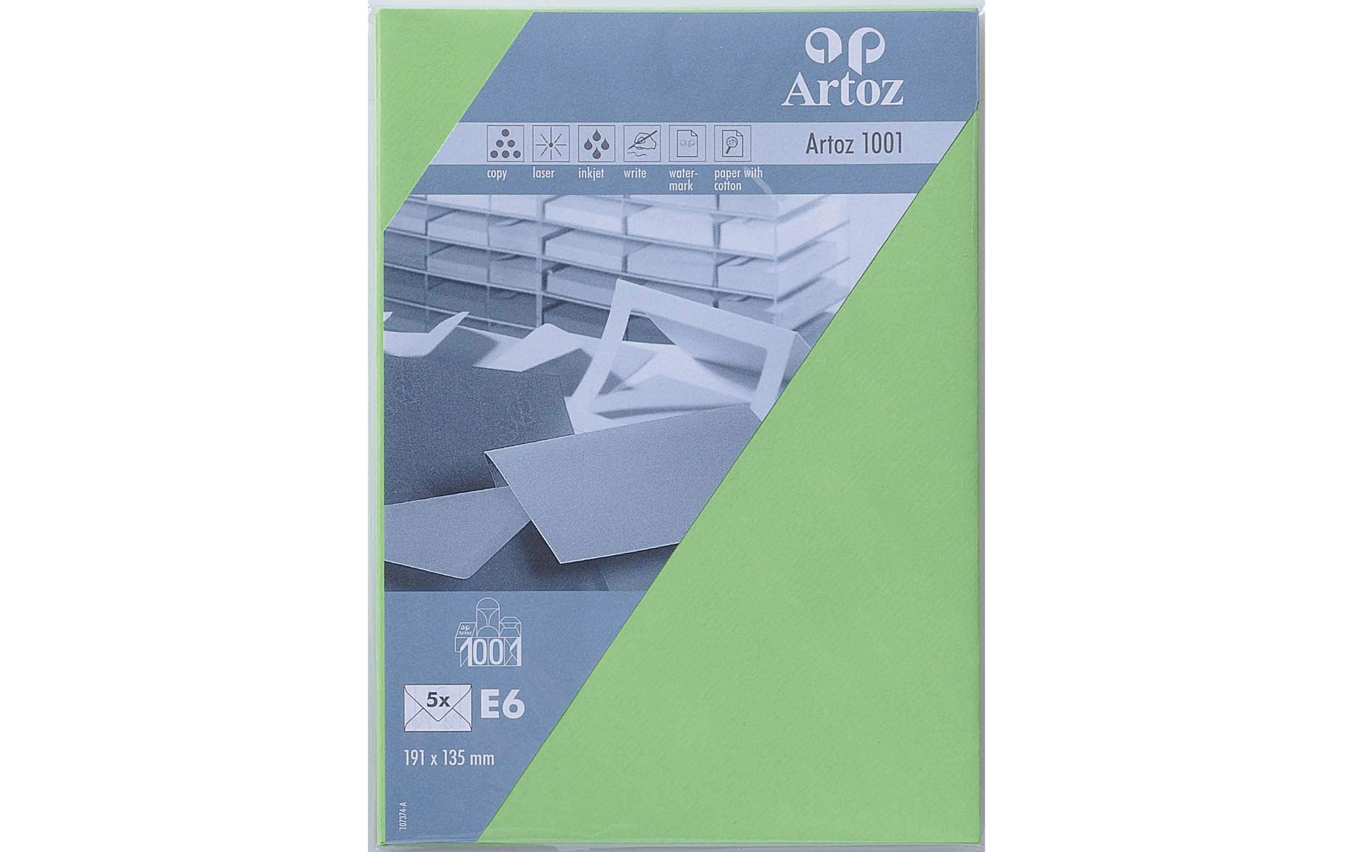 Artoz Couvert E6, ohne Fenster, grün, 100 g/m² – 5 Stk.
