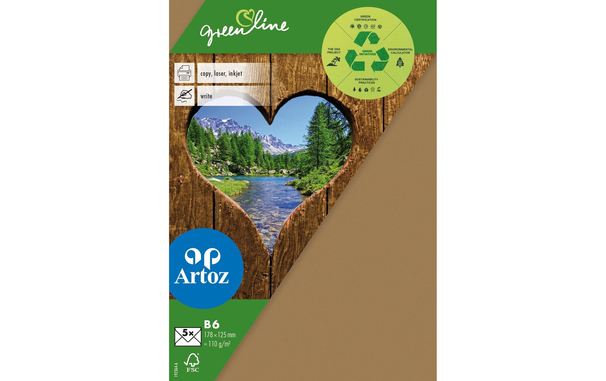 Artoz Couvert B6, ohne Fenster, braun, 104 g/m² – 5 Stk.
