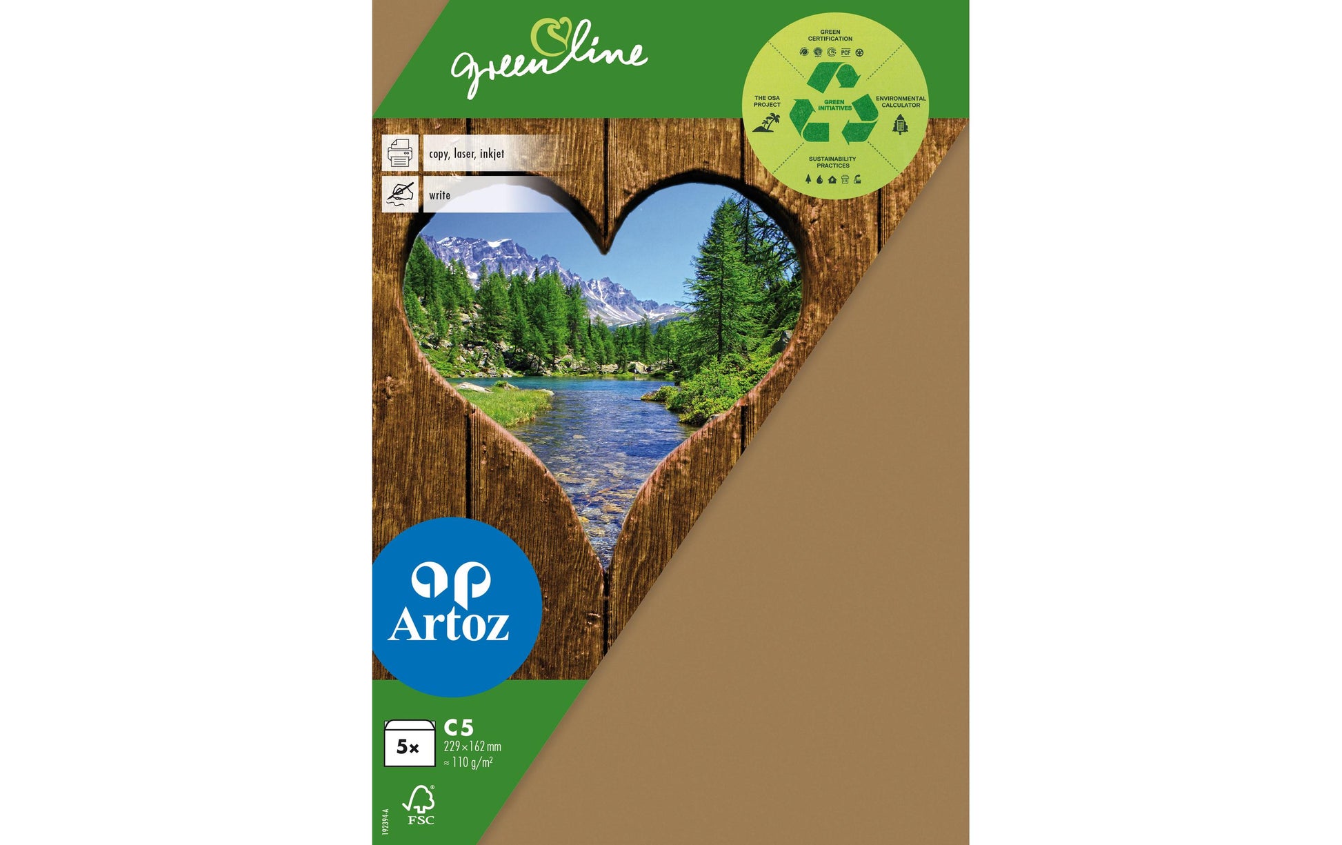 Artoz Couvert C5, ohne Fenster, braun, 104 g/m² – 5 Stk.