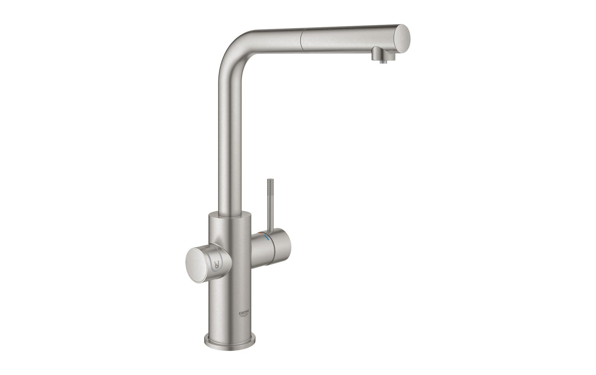 GROHE Einhebelmischer Blue Home L-Auslauf – Messing, 180 W, Silber