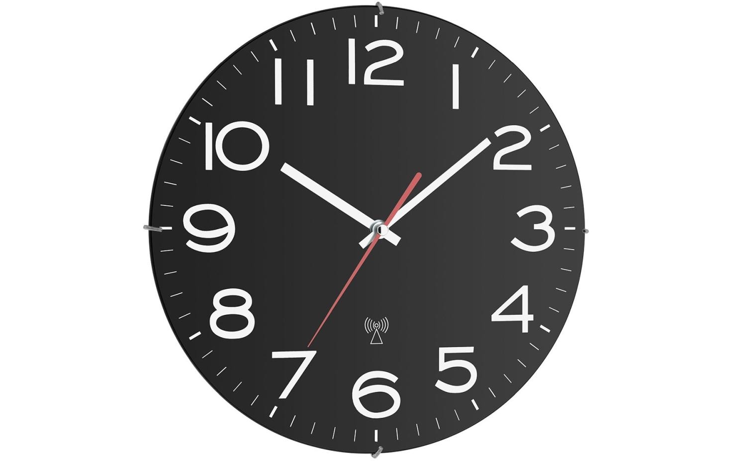 TFA-Dostmann TFA Dostmann Wanduhr – Funk, analog, Ø 31 cm, schwarz, Kunststoff