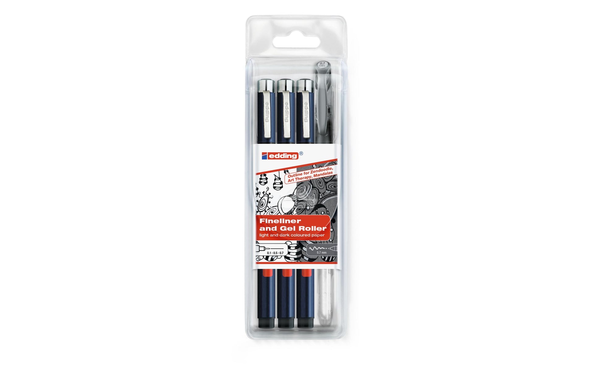 Edding Profipen 1800 Fineliner Set – 3 Stk., 0,1–0,7 mm, schwarz