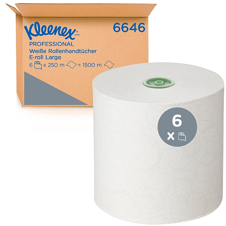 Kleenex Papierhandtuchrolle – 1-lagig, Weiss – 191 mm × 250 m – für ICON – Karton 6 Rollen