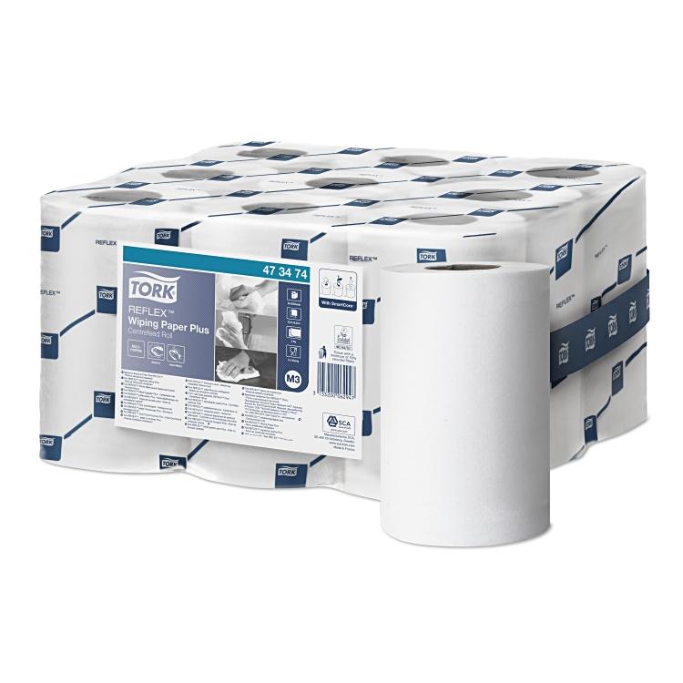 Tork Wischtuchrolle Reflex – 2-lagig – 19,4 × 33,5 cm – 200 Blatt – weiss – 9 Rollen – für M3
