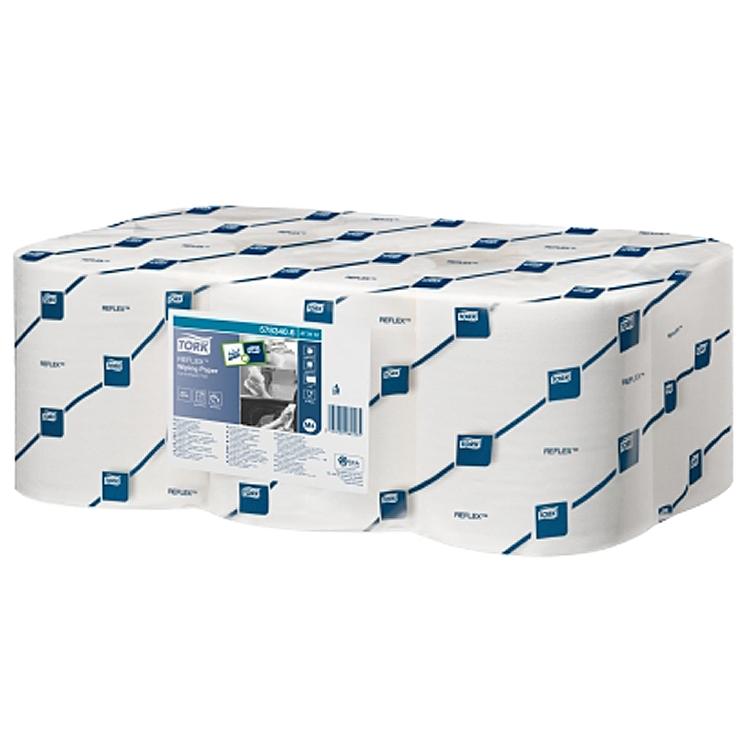 Tork Putzrolle Reflex – 1-lagig – 19,4 × 33,5 cm – 340 Blatt – weiss – 6 Rollen – für M4-Spender