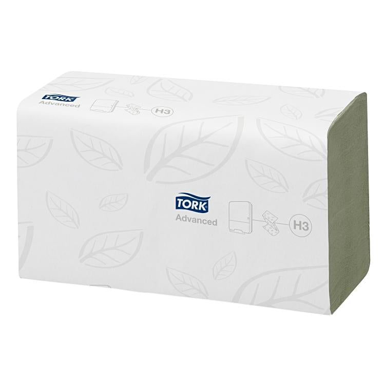 Tork Falthandtücher Z-Falz – 2-lagig, grün – 115 × 248 mm – für H3 – Karton 15 × 250 Blatt – Blauer Engel