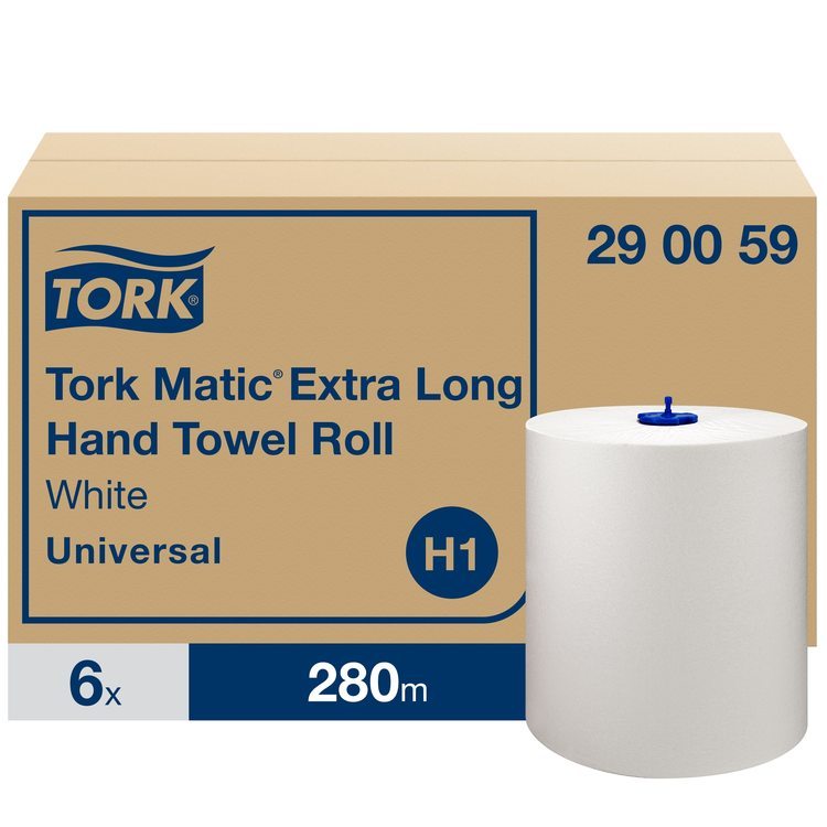 Tork Handtuchrolle – 1-lagig, Weiss – 210 mm × 280 m – für H1 – Kern Ø 38 mm – Karton 6 Rollen