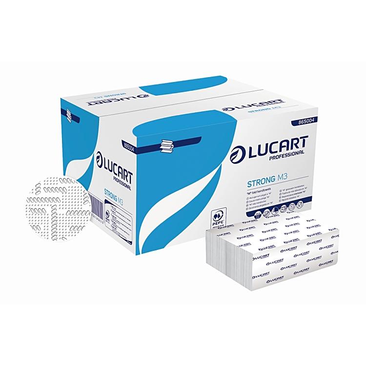 Lucart professional Lucart – Falthandtücher M-Falz – 3-lagig, hochweiss, Zellstoff – 225 × 320 mm