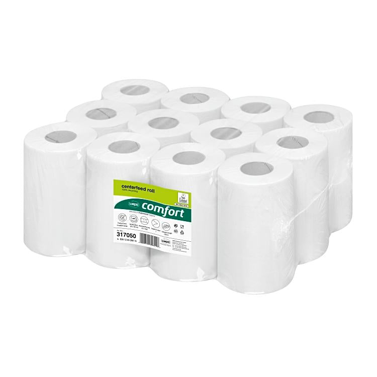 Wepa Handtuchrolle – 1-lagig, hochweiss, Recyclingpapier – 200 mm × 120 m – Sack 12 Rollen