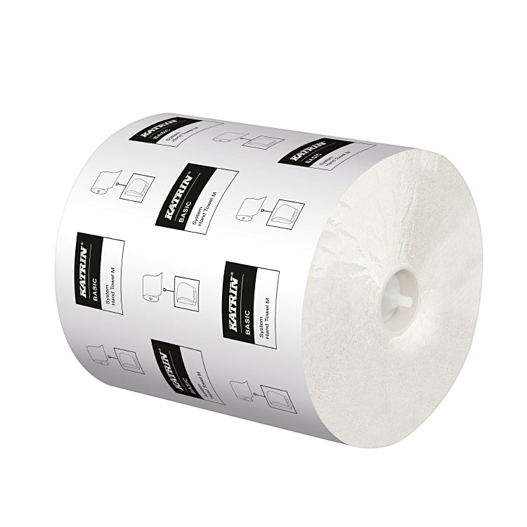 Katrin Handtuchrolle – 1-lagig, Weiss, Zellstoff – 210 mm × 180 m – für System M – Karton 6 Rollen