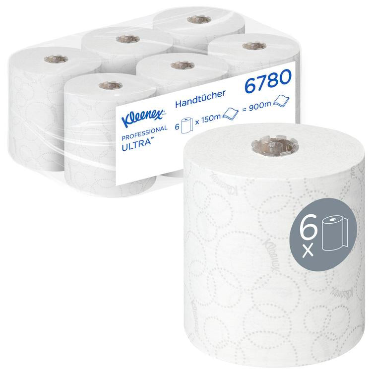 Kleenex Handtuchrolle – 2-lagig, Weiss – 150 m – Pack 6 Rollen