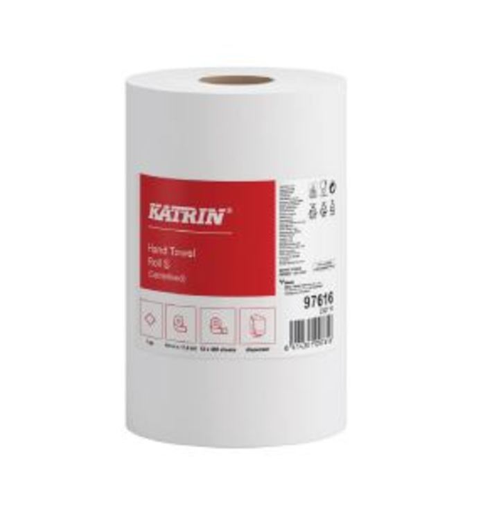 Katrin Handtuchrolle – 1-lagig, Weiss – 178 mm × 100 m – Pack 12 Rollen