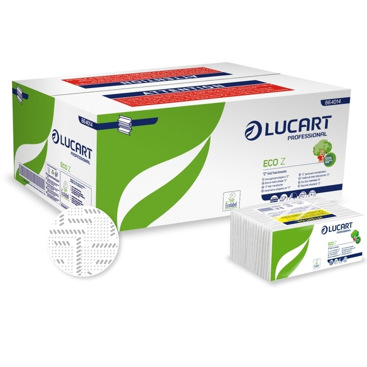 Lucart professional Falthandtücher Z-Falz – 2-lagig, weiss – 215 × 235 mm – Karton 18 × 220 Blatt
