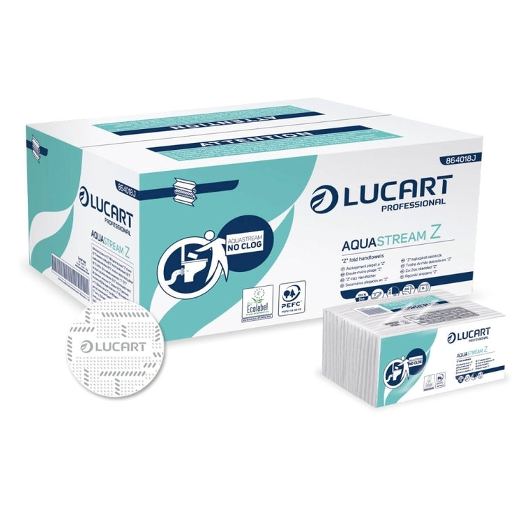 Lucart professional Falthandtücher Z-Falz – 2-lagig, weiss, Zellstoff – 215 × 235 mm – Karton 15 × 242 Blatt