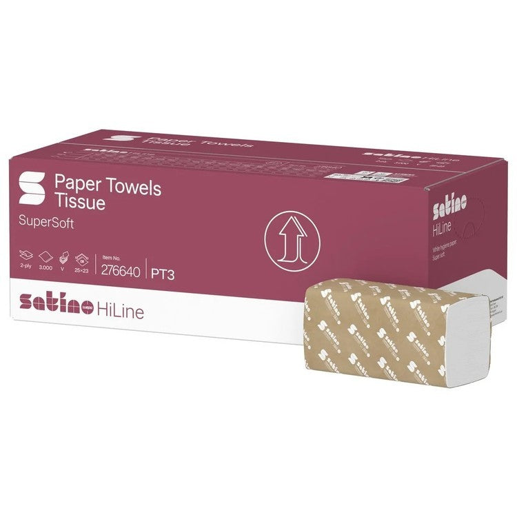 Satino Falthandtücher V-Falz – hochweiss – Karton 20 × 150 Blatt – FSC, EU Ecolabel