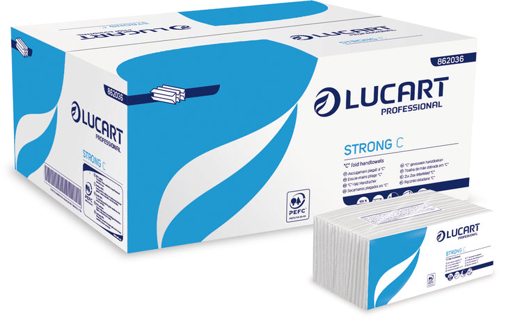 Lucart professional Falthandtücher C-Falz – 1-lagig, Zellstoff – Karton 20 × 192 Blatt – PEFC
