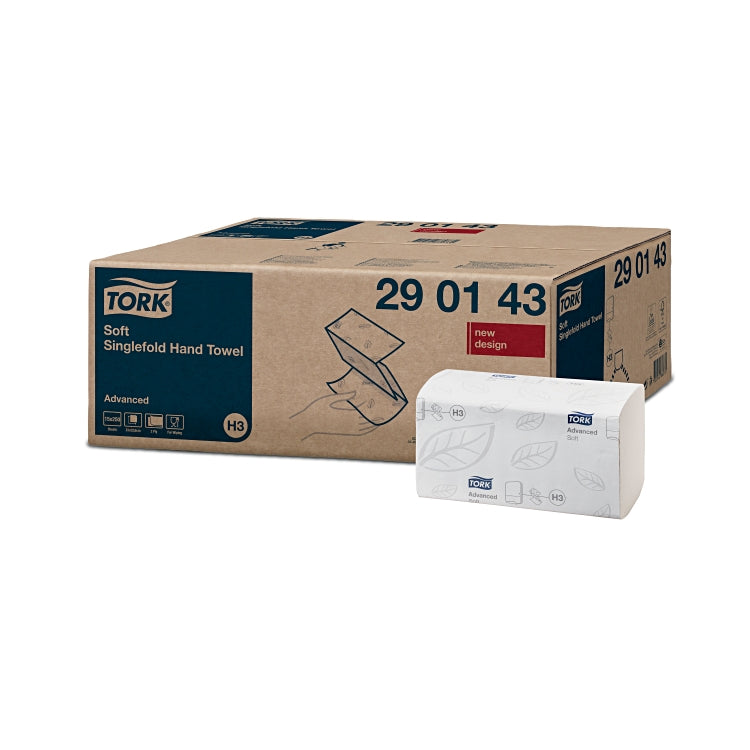 Tork Falthandtücher Z-Falz – 2-lagig, weiss – 226 × 230 mm – für H3 – Karton 15 × 250 Blatt