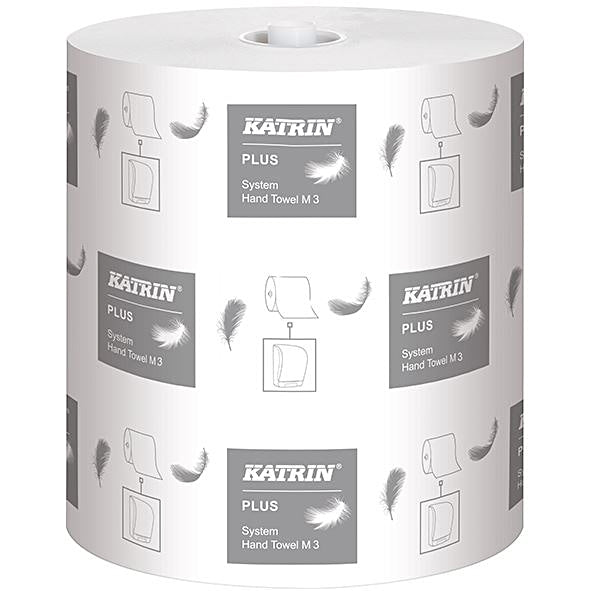 Katrin Handtuchrolle – 3-lagig, weiss, Zellstoff – 210 mm × 100 m – 445 Blatt