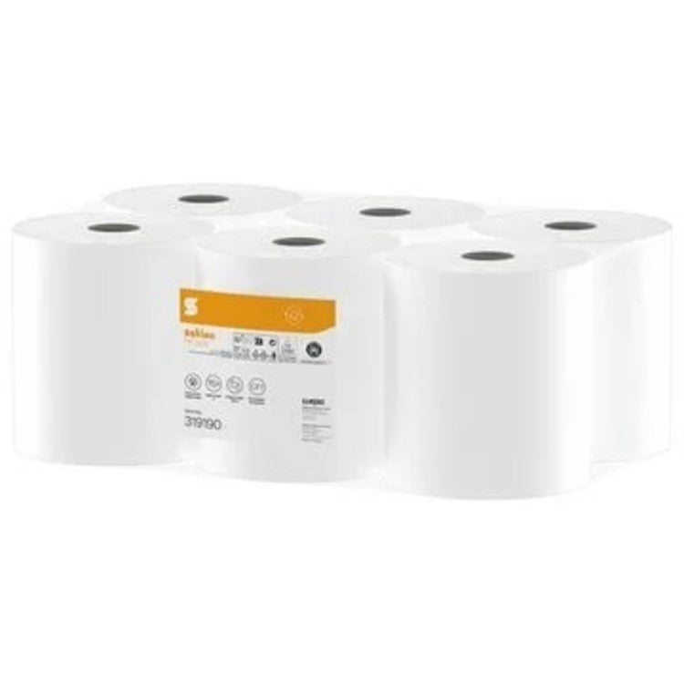 Satino Handtuchrolle – 2-lagig, hochweiss – 200 mm × 138 m – Sack 6 Rollen