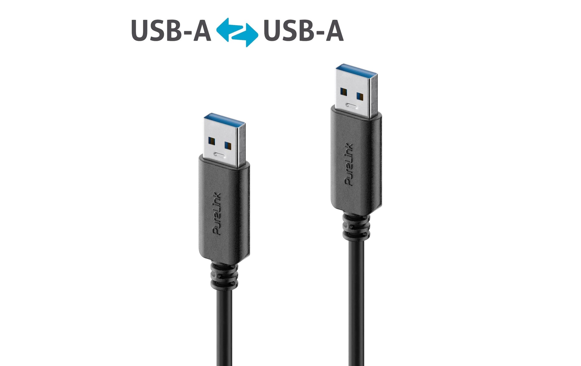 PureLink USB-A auf USB-A Kabel – USB 3.2 Gen 1 (5 Gbit/s) – 0,5 m – PVC, Goldstecker – Schwarz