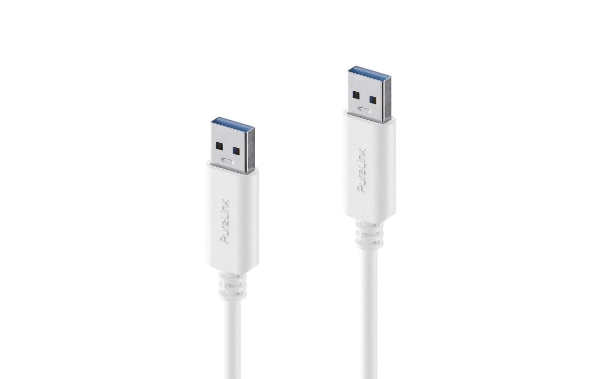 PureLink USB-A auf USB-A Kabel – USB 3.2 Gen 1 (5 Gbit/s) – 2 m – PVC, Goldstecker – Weiss
