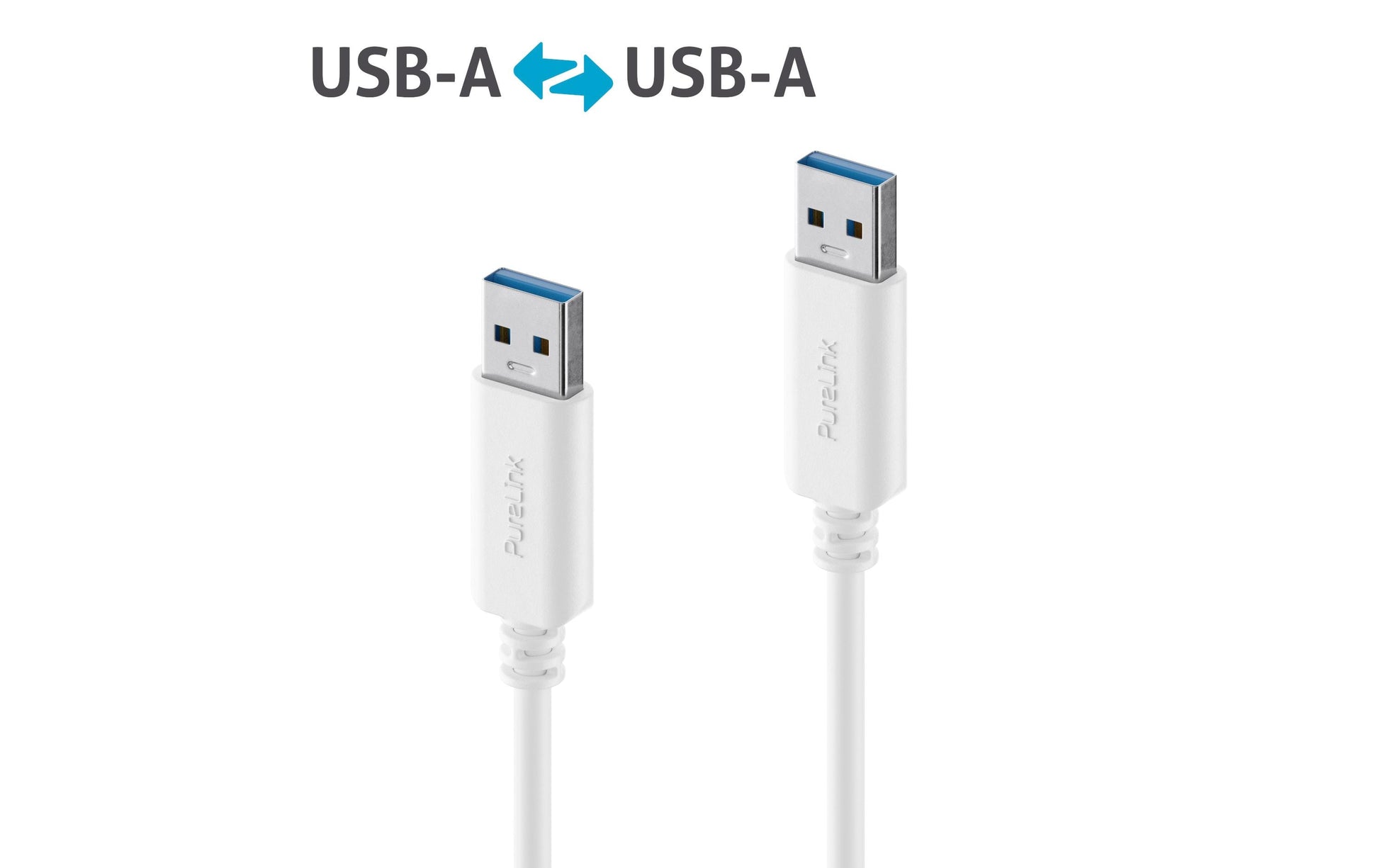 PureLink USB-A auf USB-A Kabel – USB 3.2 Gen 2 (10 Gbit/s) – 0,5 m – Goldstecker – Weiss