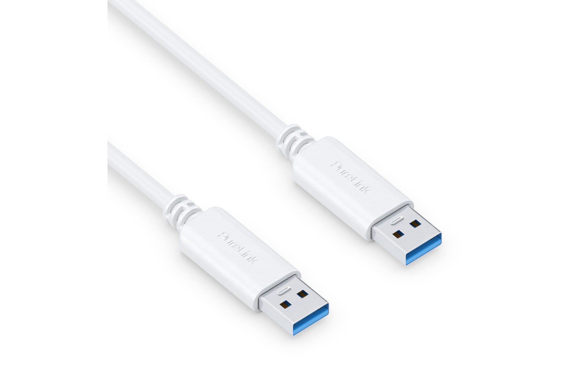 PureLink USB-A auf USB-A Kabel – USB 3.2 Gen 2 (10 Gbit/s) – 1 m – PD 15 W – Goldstecker – Weiss