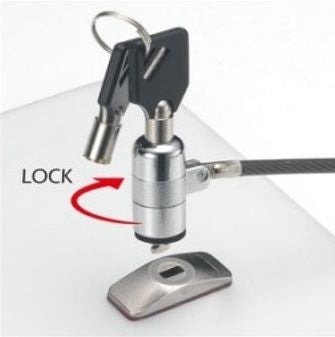 eSTUFF Kensington-Kabelschloss mit 1,8 m Kabel, 2 Schlüssel – für Tablets – Schwarz