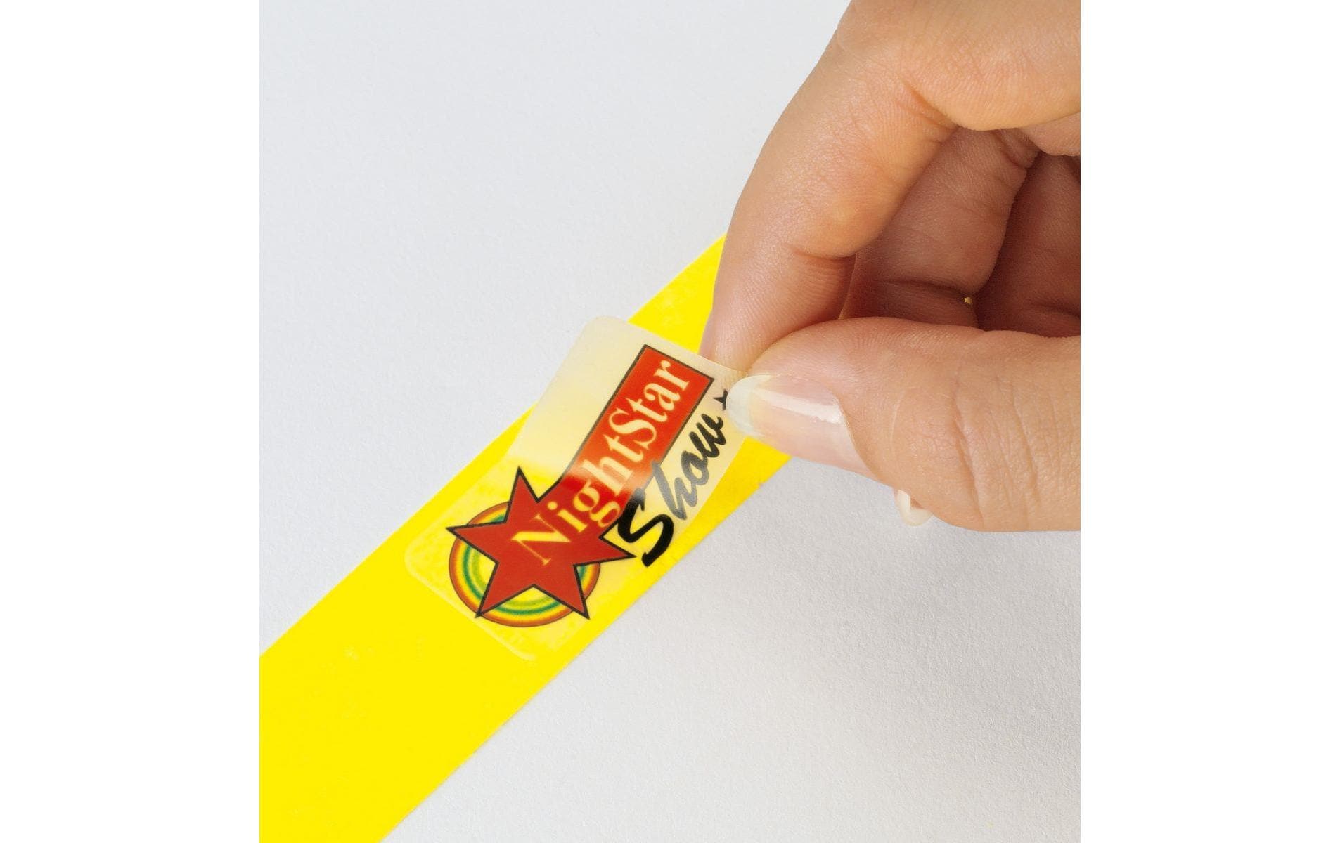 Sigel Eventband – 25 × 255 mm, Neongelb, Kunststoff, fortlaufend nummeriert – 120 Stk