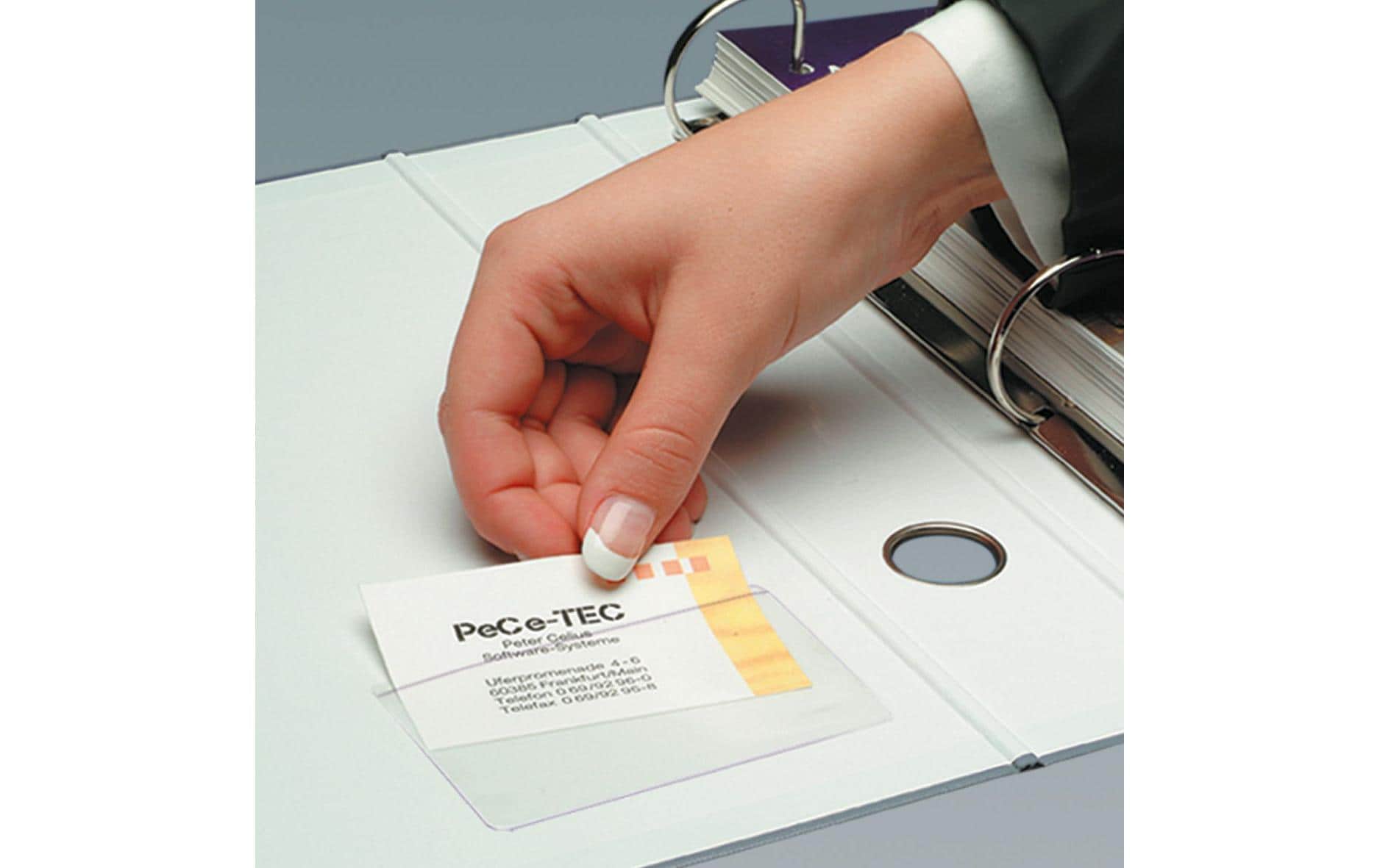 Sigel Visitenkartentaschen 95×60 mm – 100er-Pack, transparent, PVC, glänzend, 120 µm