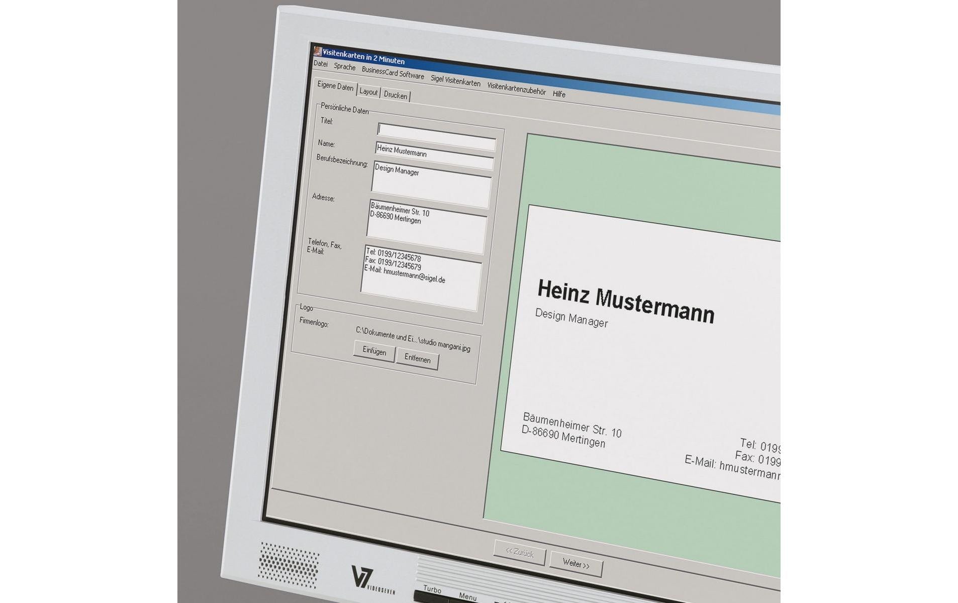 Sigel Visitenkarten, 85 × 55 mm, 190 g/m² – für Laser/Inkjet/Kopierer – A4, 10/Blatt – 100 Karten